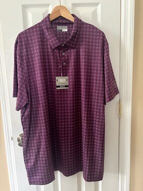 PGA Tour Men's Polo in Plum Basketweave